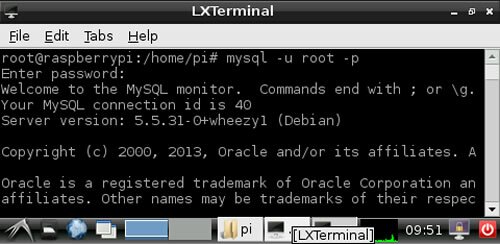Figure 1: Log into MySql