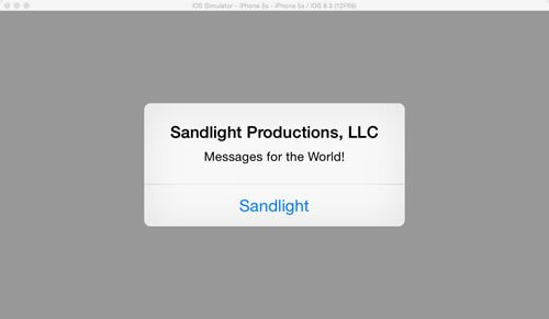 Figure 1: Landscape view of the alert in an iPhone 5s simulator.